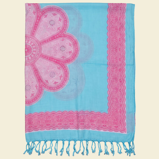 Pareo Flower blue pink - op kleur
