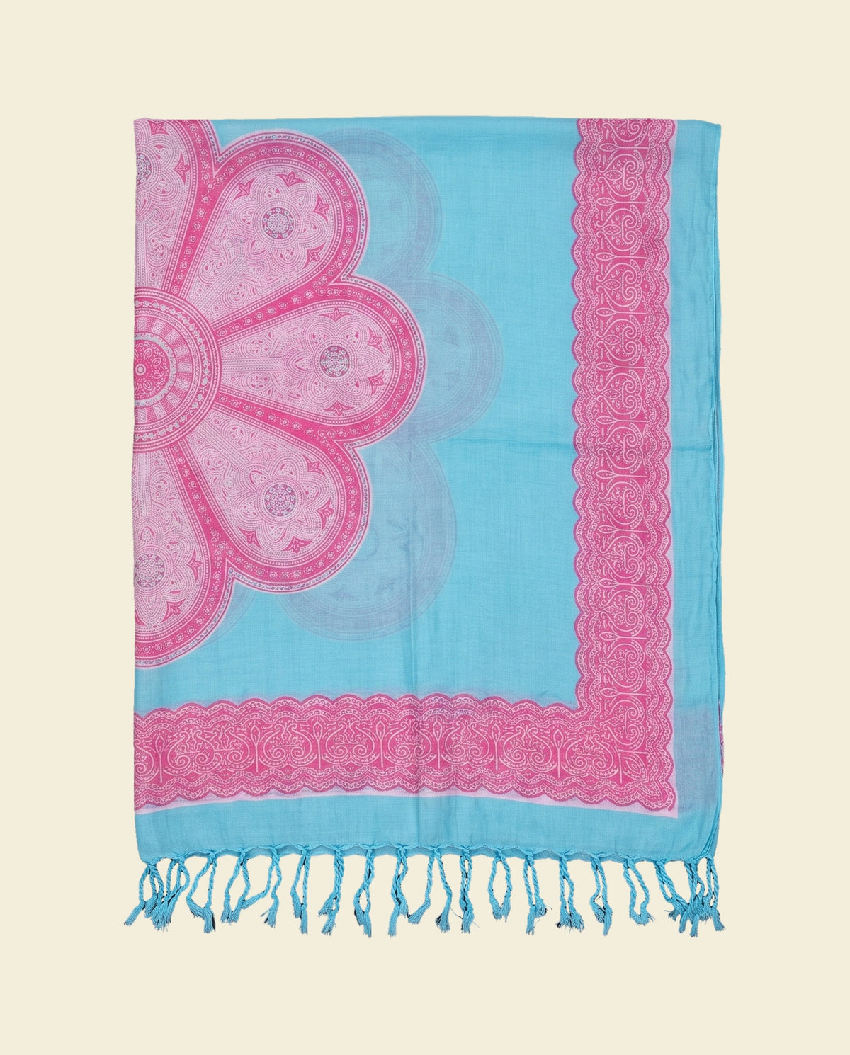 Pareo Flower blue pink - op kleur