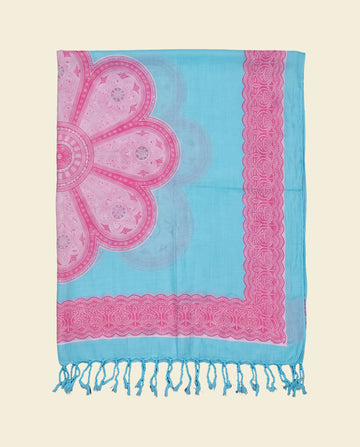 Pareo Flower blue pink - op kleur