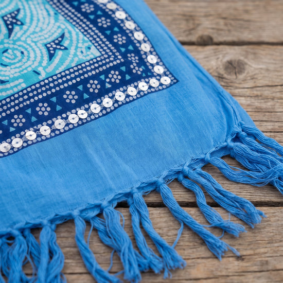 Pareo Flower blue turquoise blue - detail