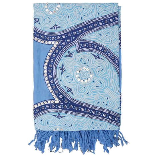 Pareo Flower blue turquoise blue - vrijstaand