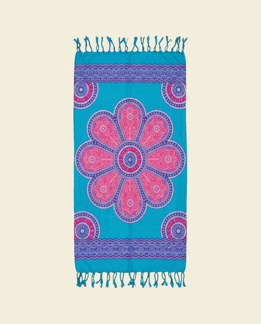 Pareo Flower dark turquoise - op kleur