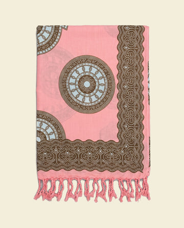 pareo Flower pink light blue - op kleur
