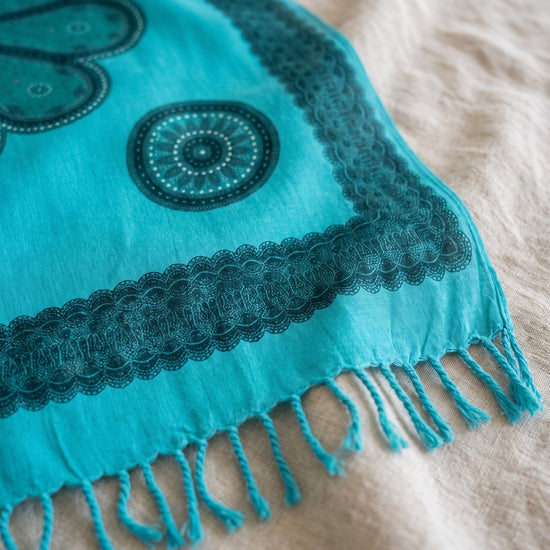 Pareo Flower turquoise seagreen - detail