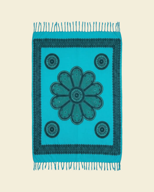Pareo Flower turquoise seagreen - op kleur