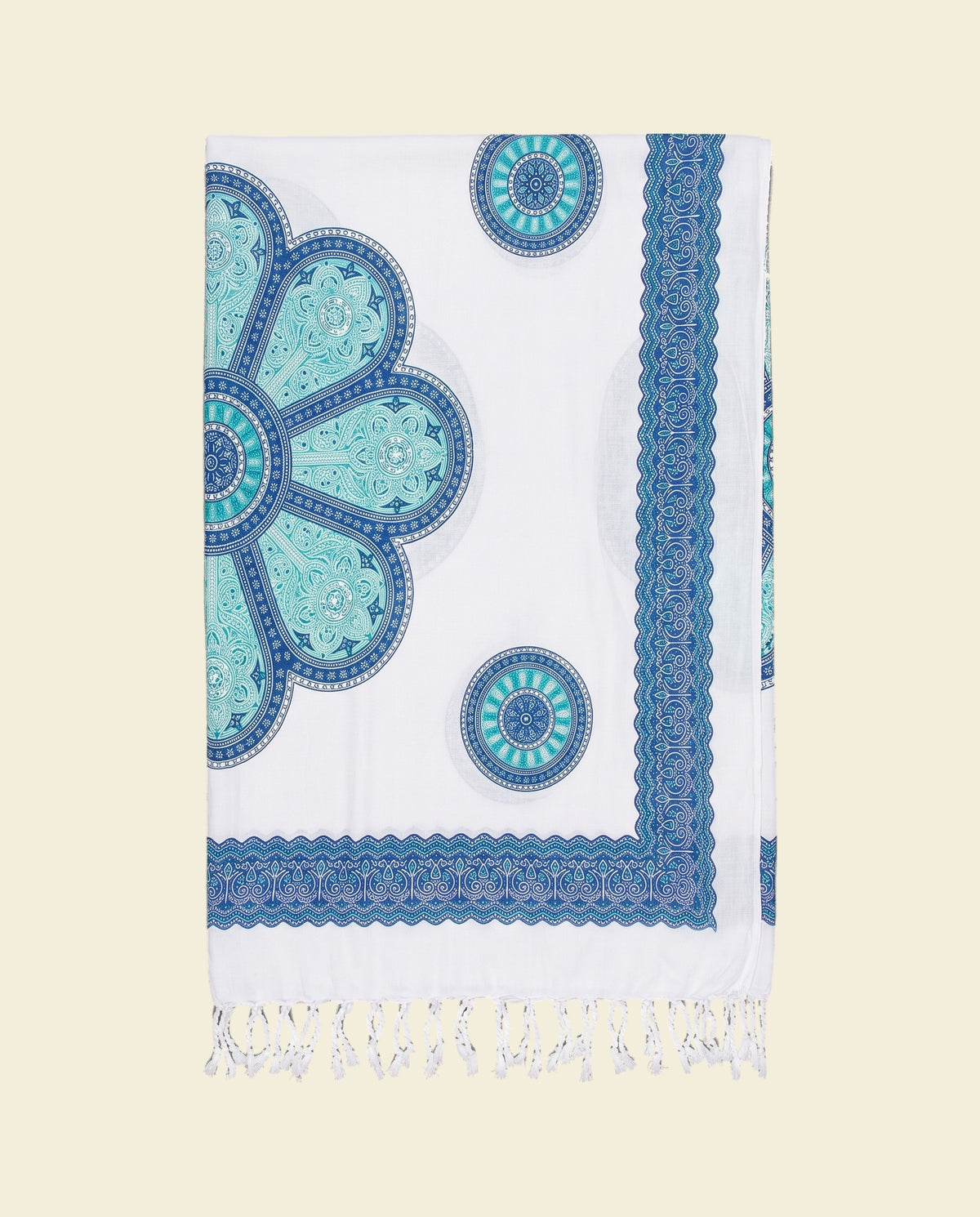 Pareo Flower white turquoise blue - op kleur