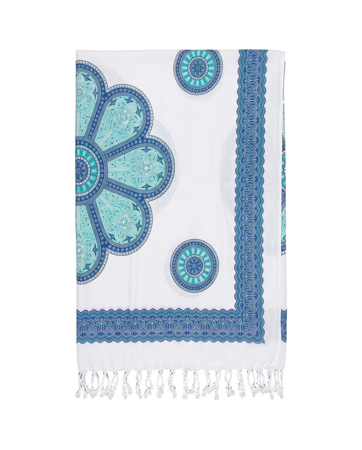 Pareo Flower white turquoise blue - vrijstaand