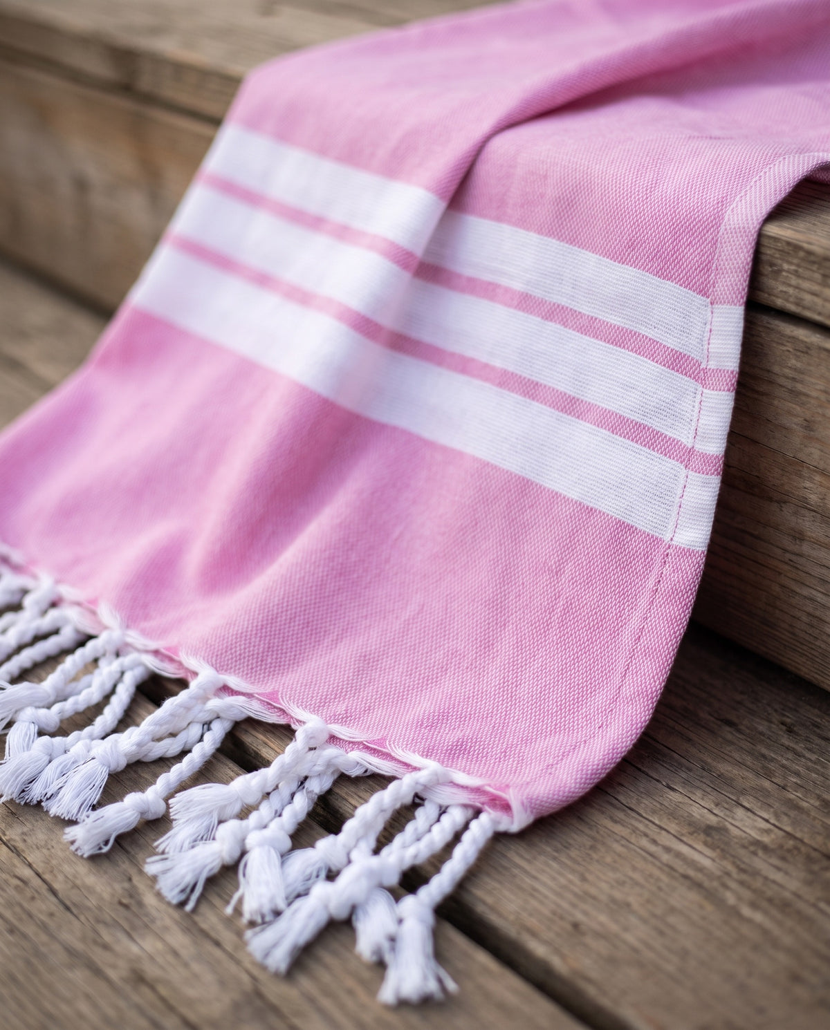 pareo hamamdoek Aquastreeps pink - detail