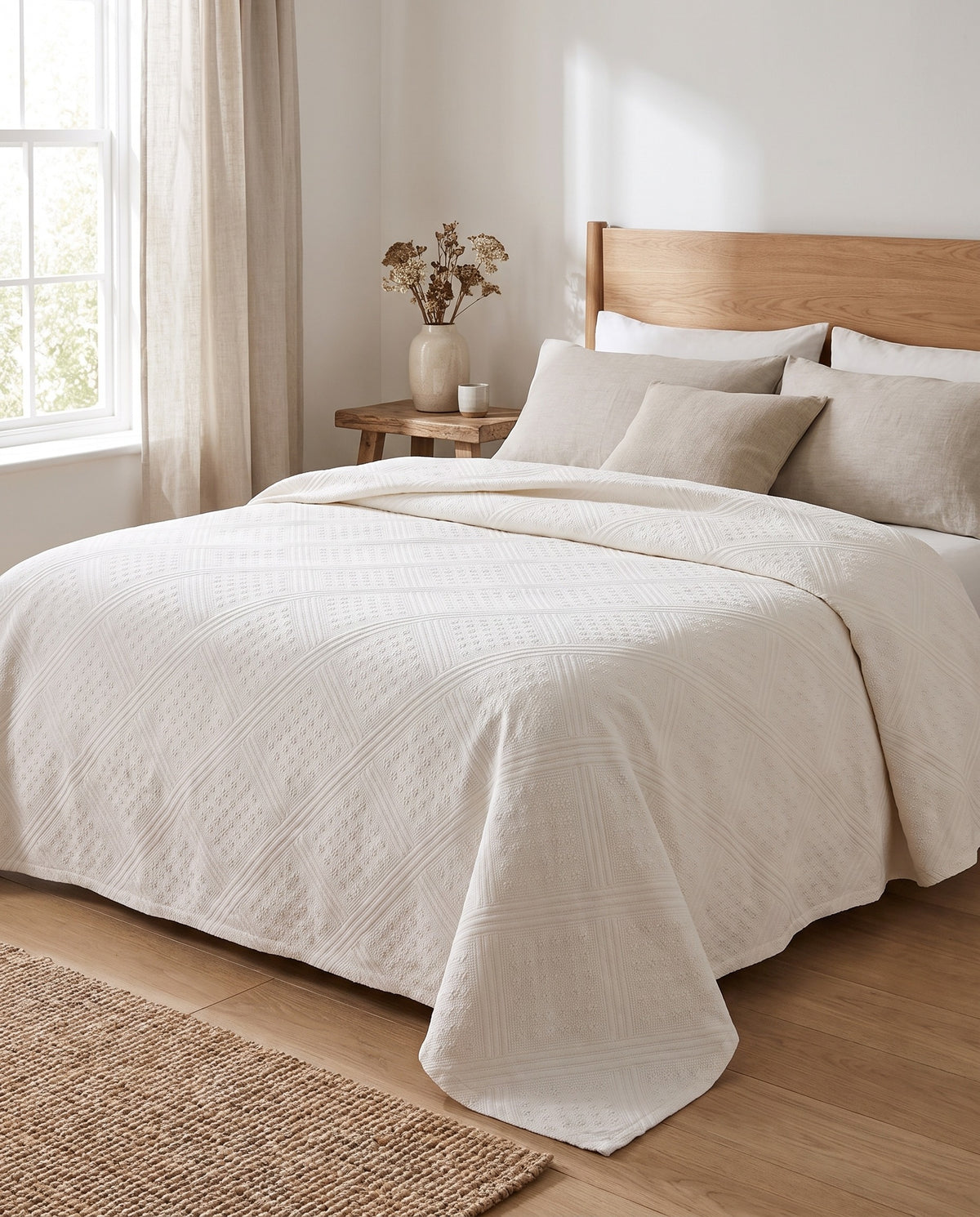 pique bedsprei original ecru - sfeer