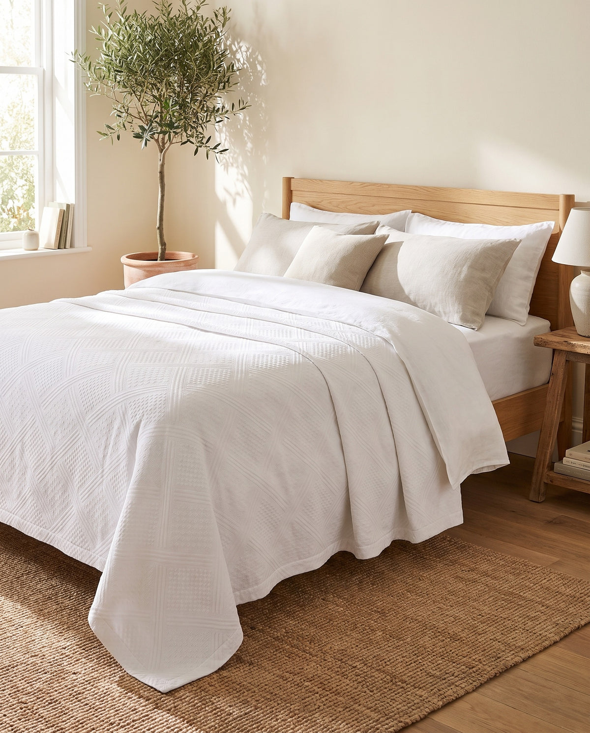 pique bedsprei original wit - sfeer