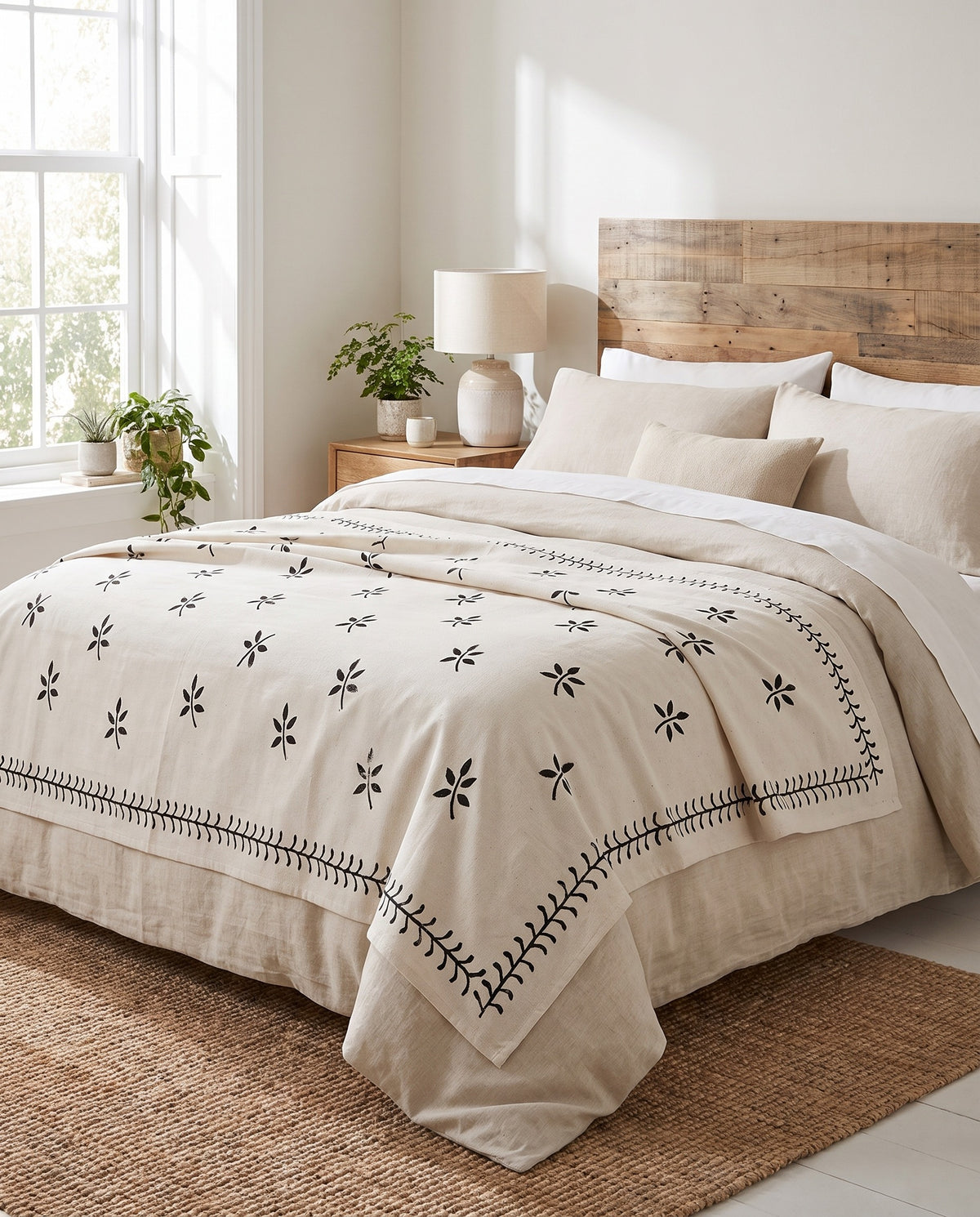 plaid natural black stone print - sfeer