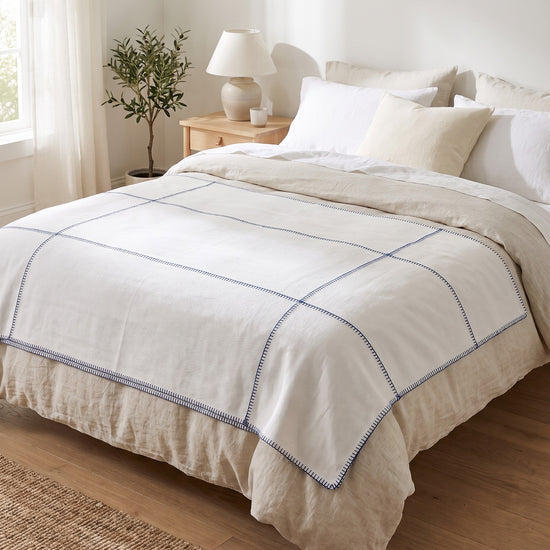 plaid patchwork natural navy - sfeer
