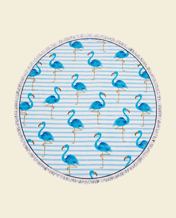 Roundie Gypsy Flamingo blue fringe - op kleur