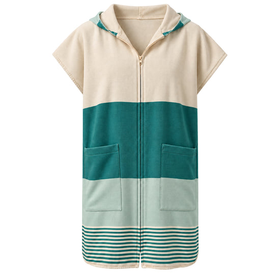 Saunaponcho met rits in emerald mint vrijstaand