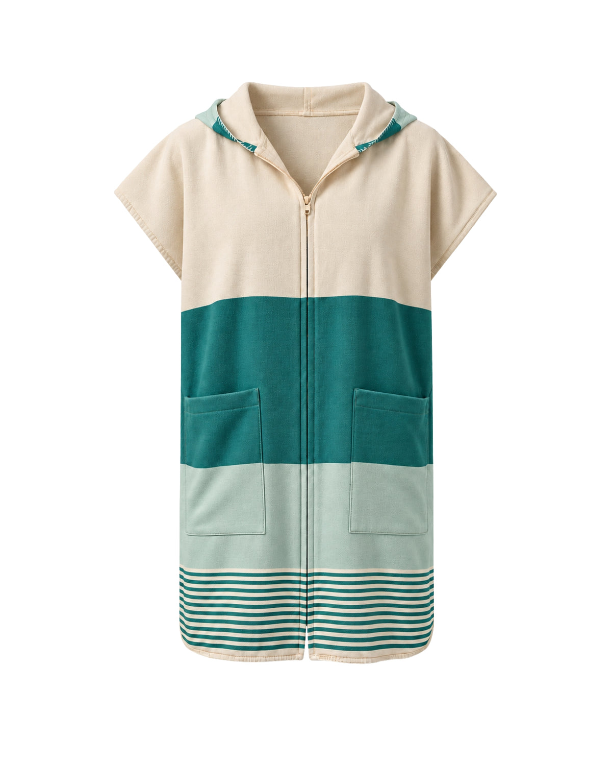 Saunaponcho met rits in emerald mint vrijstaand