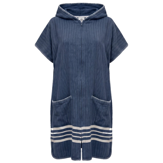 sauna en strandponcho met rits navy - vrijstaand