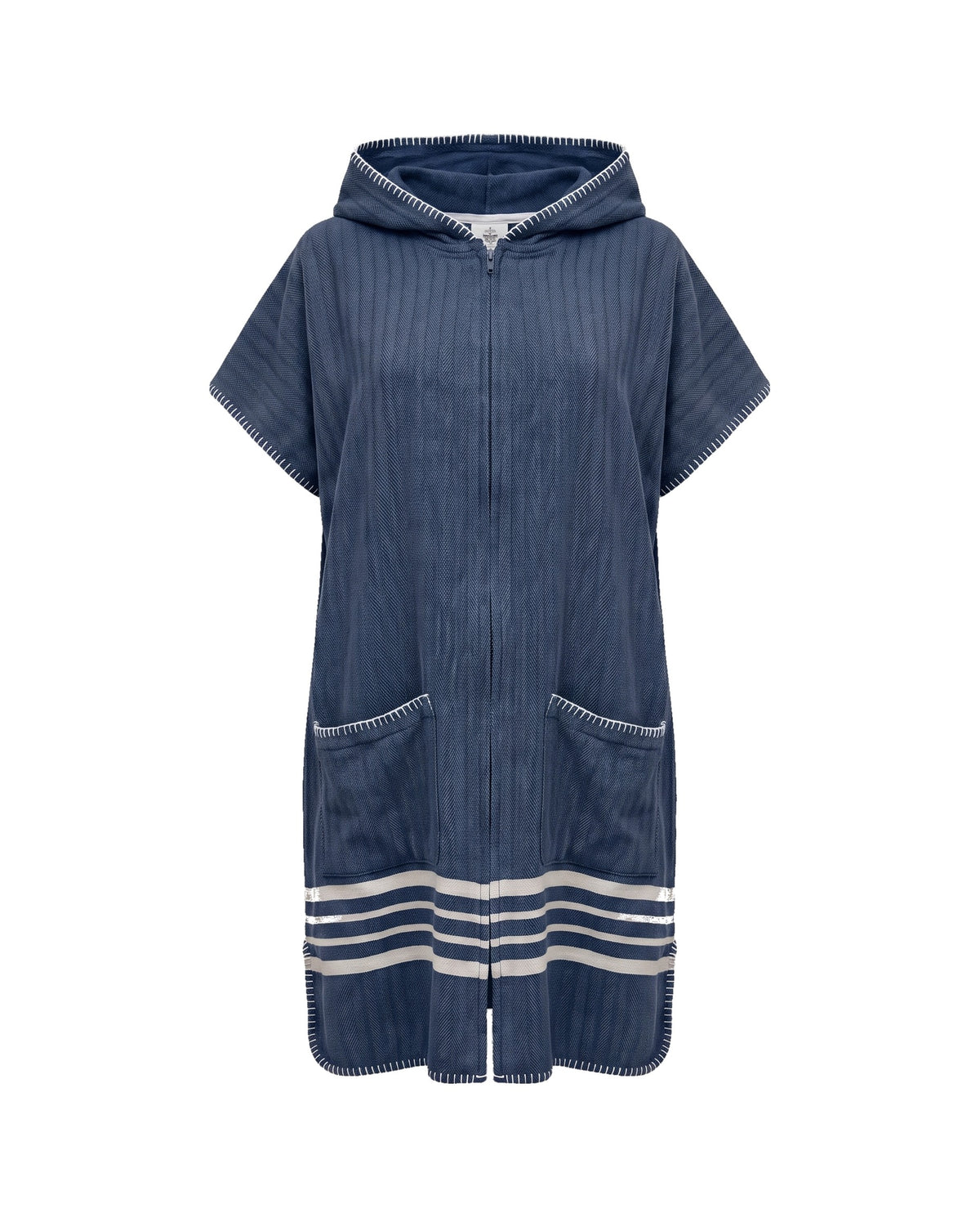 sauna en strandponcho met rits navy - vrijstaand