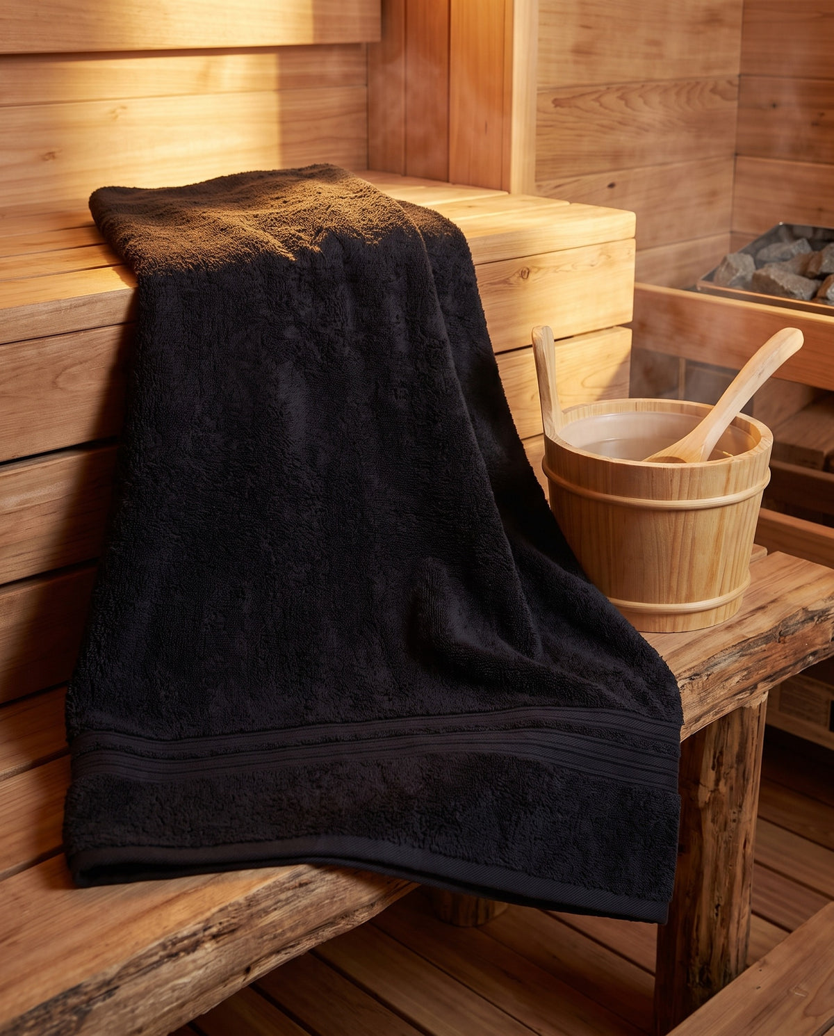 sauna handdoek xxl zwart - sfeer