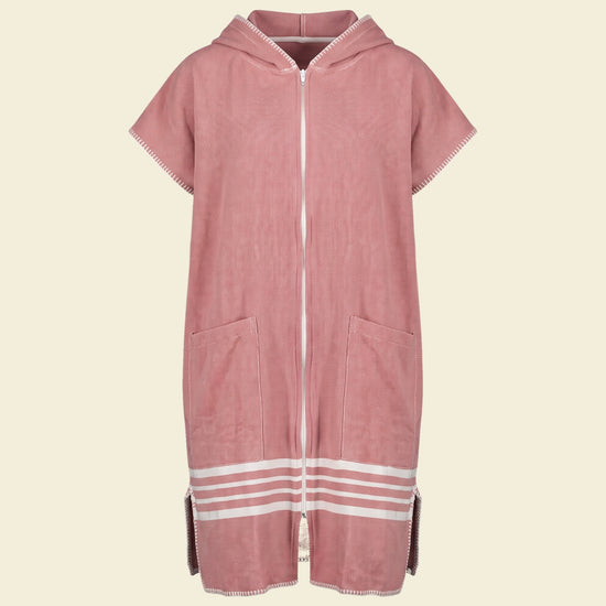 sauna poncho met rits dusty rose Sultan - op kleur