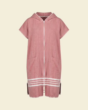 sauna poncho met rits dusty rose Sultan - op kleur