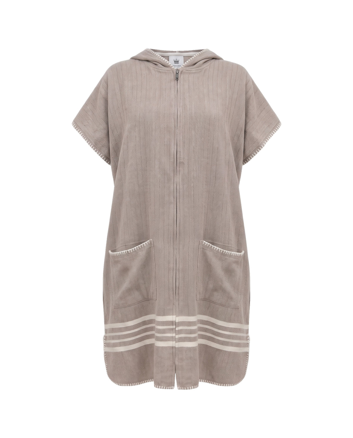 sauna poncho met rits taupe Sultan - vrijstaand