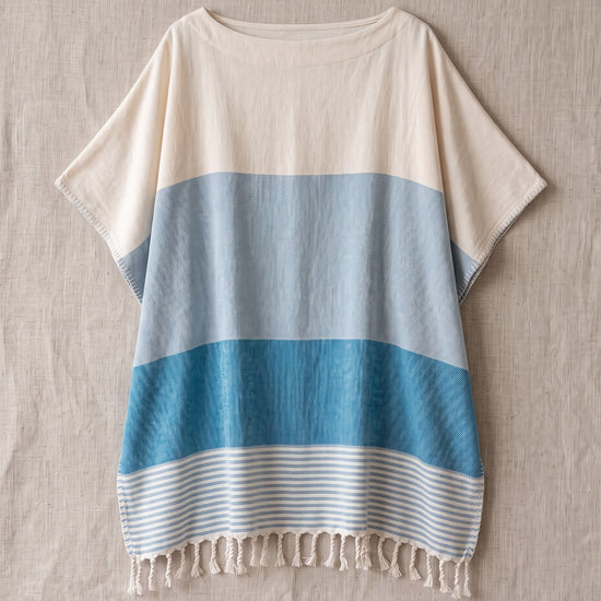 strand en sauna tuniek Sultan light blue petrol - detail