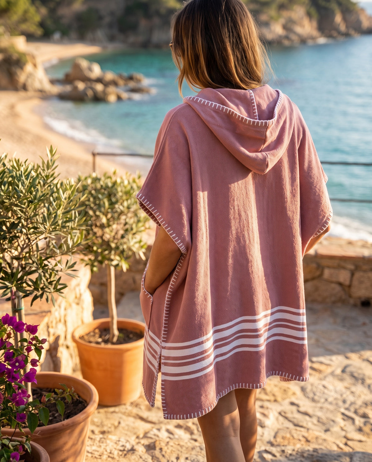 strandponcho Sultan dusty rose - sfeer