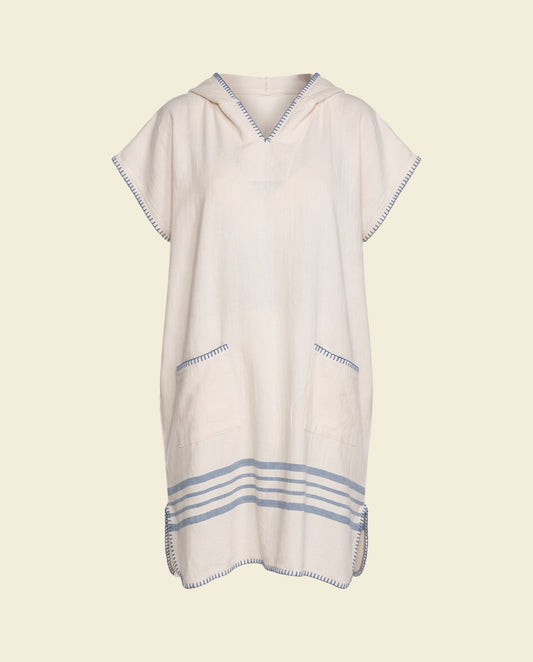 strandponcho Sultan natural air blue - op kleur