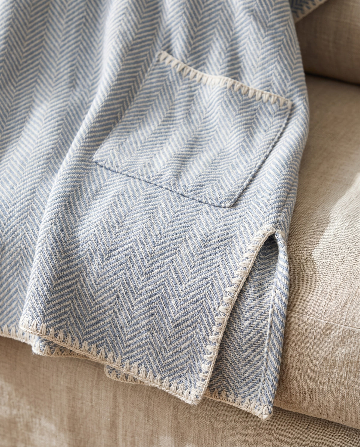 strandponcho ZigZag air blue - detail