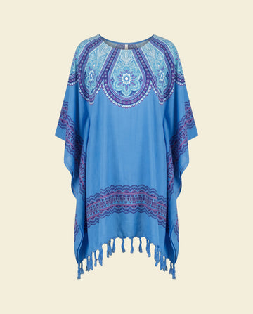 strandtuniek Flower 2 shades of blue - op kleur