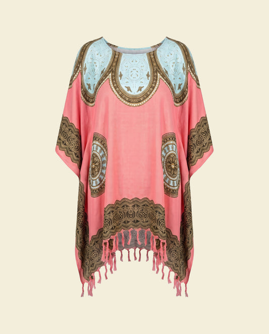 strandtuniek Flower pink light blue - op kleur