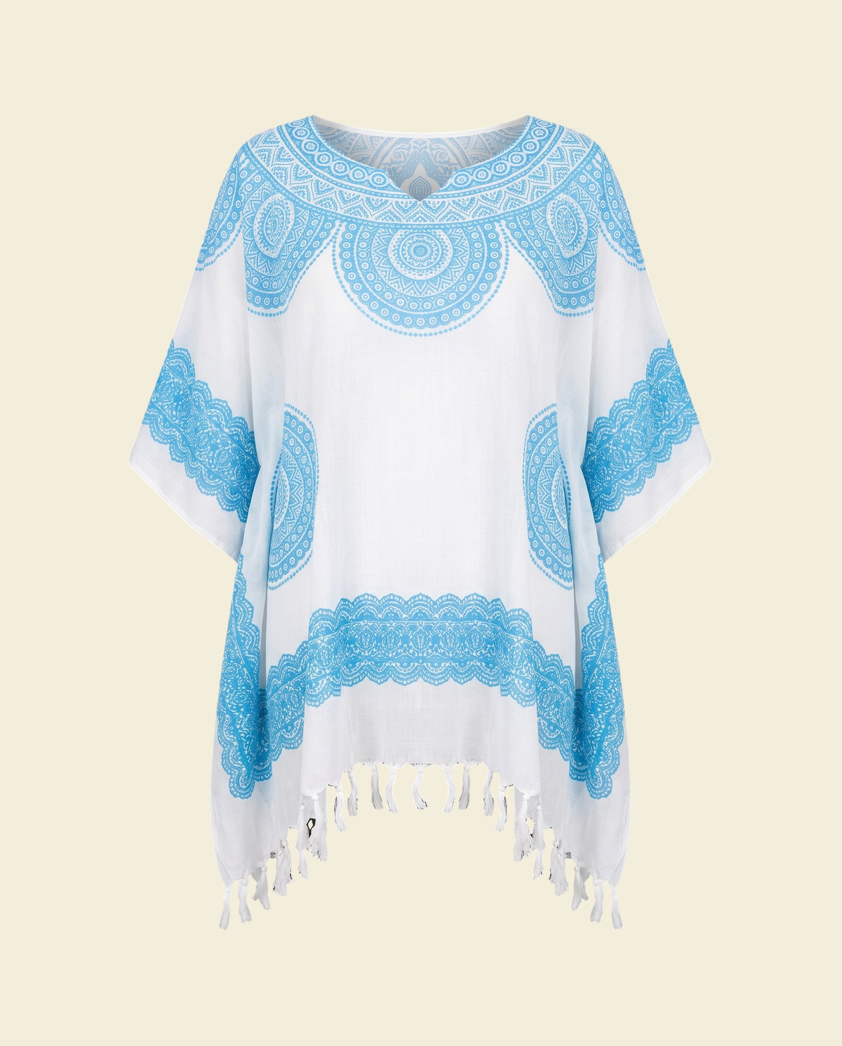 strandtuniek Flower white light blue - op kleur