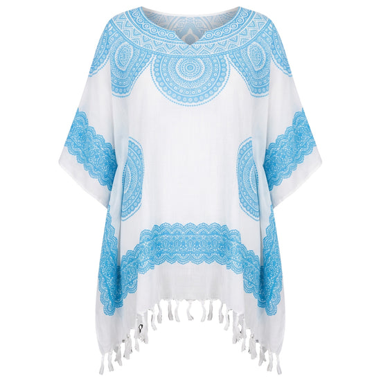 strandtuniek Flower white light blue - vrijstaand