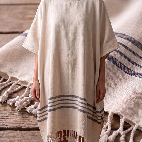 strandtuniek Sultan natural dark grey - detail