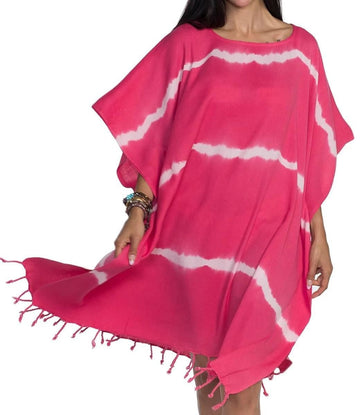 tie dye strandtuniek fuchsia