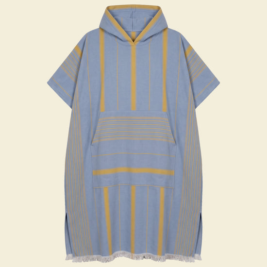 surf en zwemponcho blauw/mosterd - op kleur