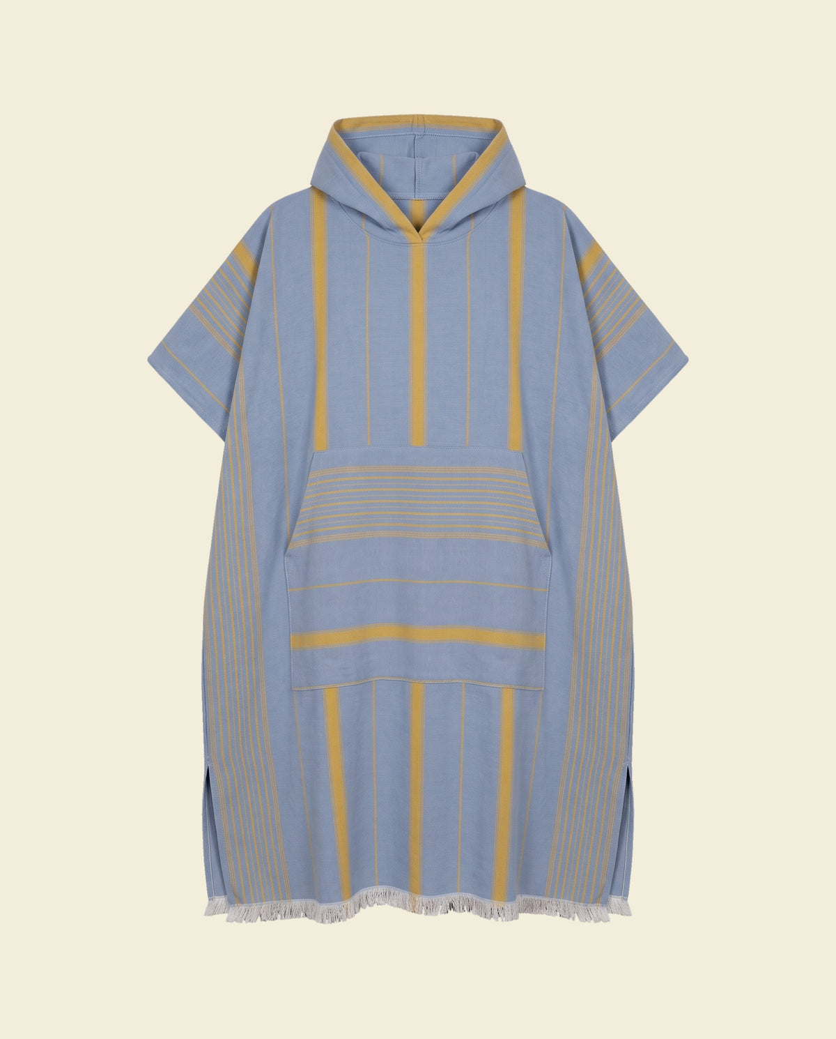 surf en zwemponcho blauw/mosterd - op kleur