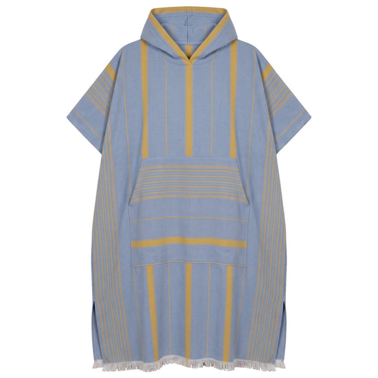 surf en zwemponcho blauw/mosterd - vrijstaand