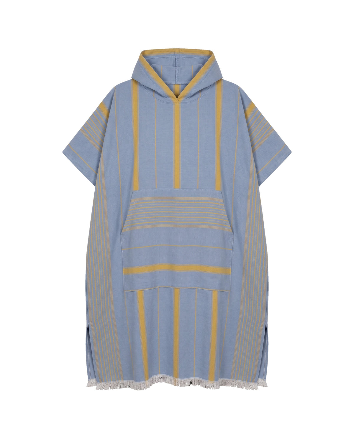 surf en zwemponcho blauw/mosterd - vrijstaand