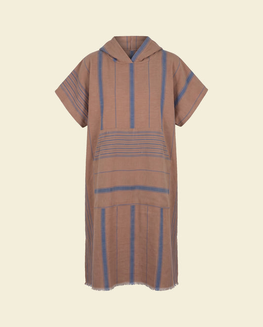 surf en zwemponcho bruin/marineblauw - op kleur