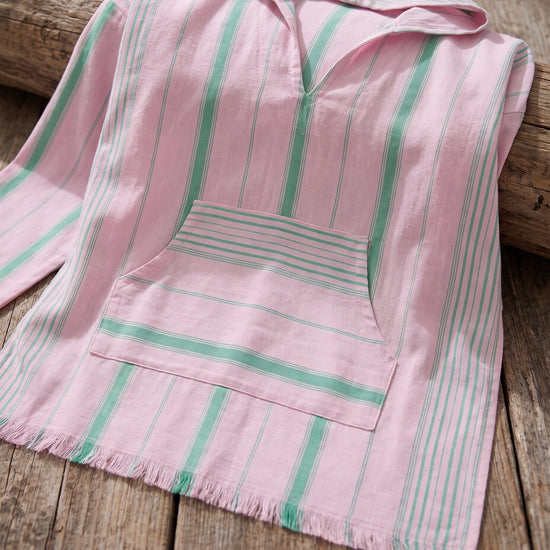 surf en zwemponcho roze/jade - detail