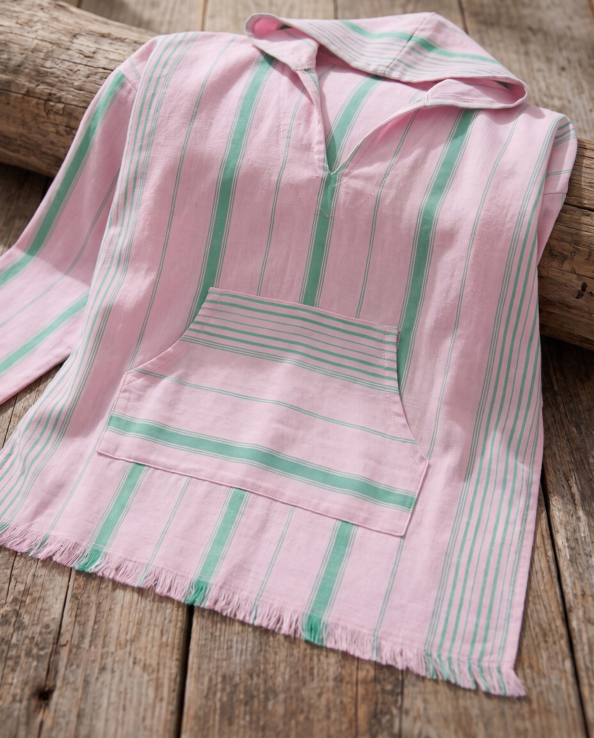 surf en zwemponcho roze/jade - detail
