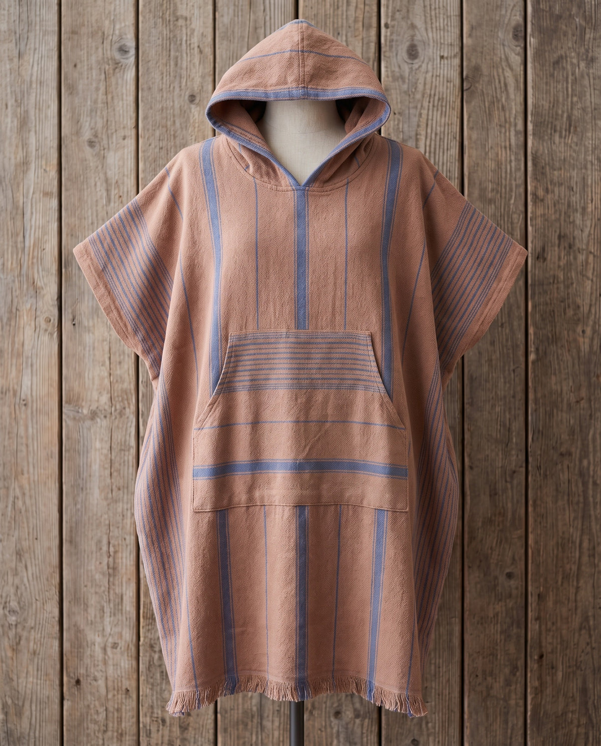 Surf en zwemponcho voor volwassenen bruin/marineblauw - onesize - detail