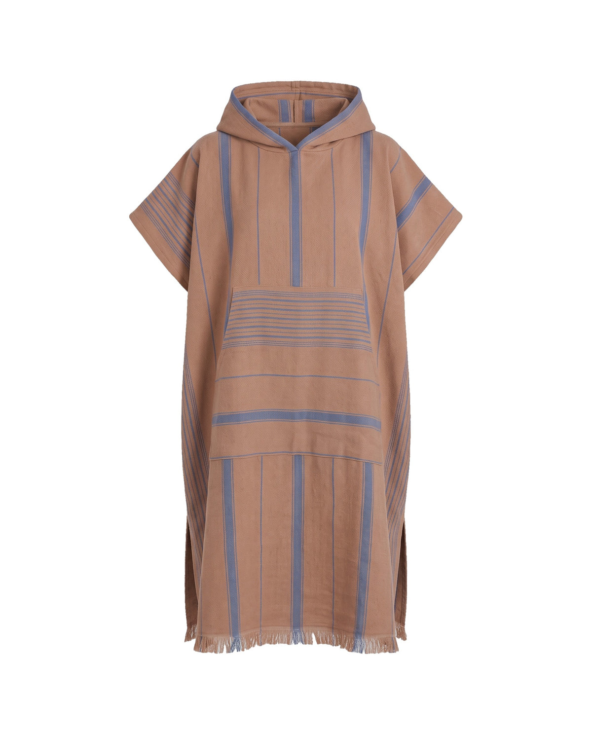 Surf en zwemponcho voor volwassenen bruin/marineblauw - onesize - vrijstaand