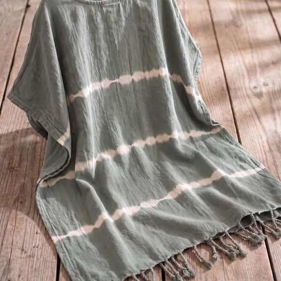 tie dye strandtuniek almond green - detail