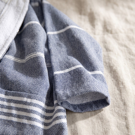 twinning kinder badjas Leyla badstof navy - detail
