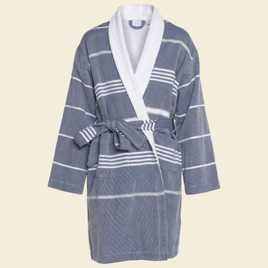 twinning kinder badjas Leyla badstof navy - op kleur