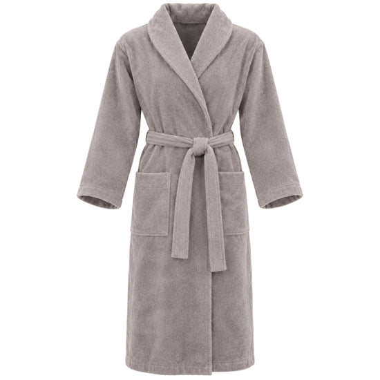 Unisex bamboe badjas voor sauna grijs vooraanzicht