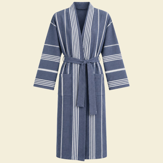 Hamam badjas marineblauw vooraanzicht - op kleur