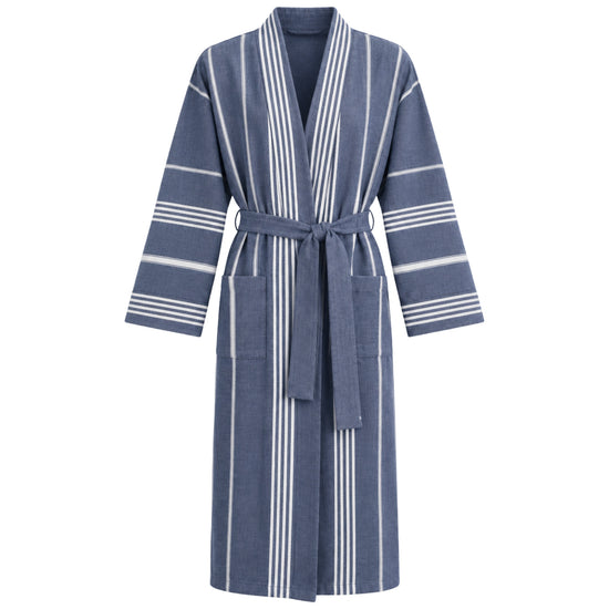Hamam badjas marineblauw vooraanzicht - vrijstaand